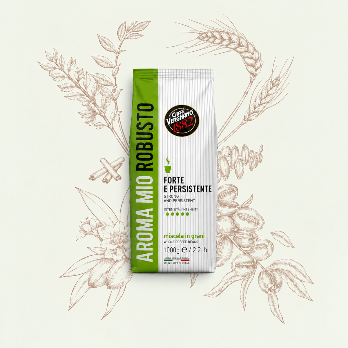Caffe Vergnano Aroma Mio Robusto Whole Beans 1kg