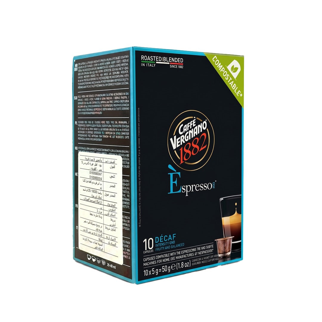 Caffe Vergnano - Nespresso Compatible - Espresso Decafe - 10 Capsules